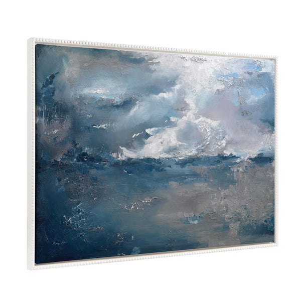 Kate & Laurel Sylvie Beaded Shades Of Blue Framed Canvas By Mackenzie Nelson