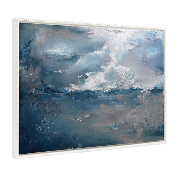 kate & laurel Sylvie Beaded Shades of Blue Framed Canvas by Mackenzie Nelson