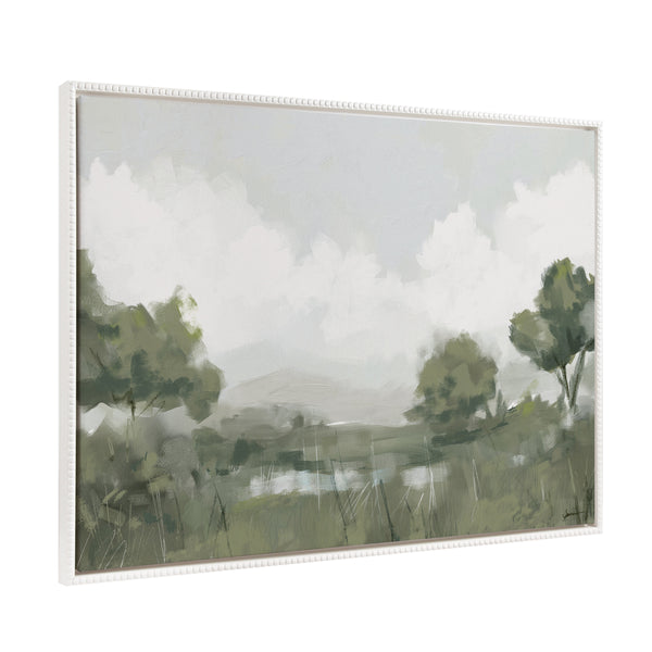 Kate & Laurel Sylvie Beaded Shades Of Olive Framed Canvas By Mary Sparrow