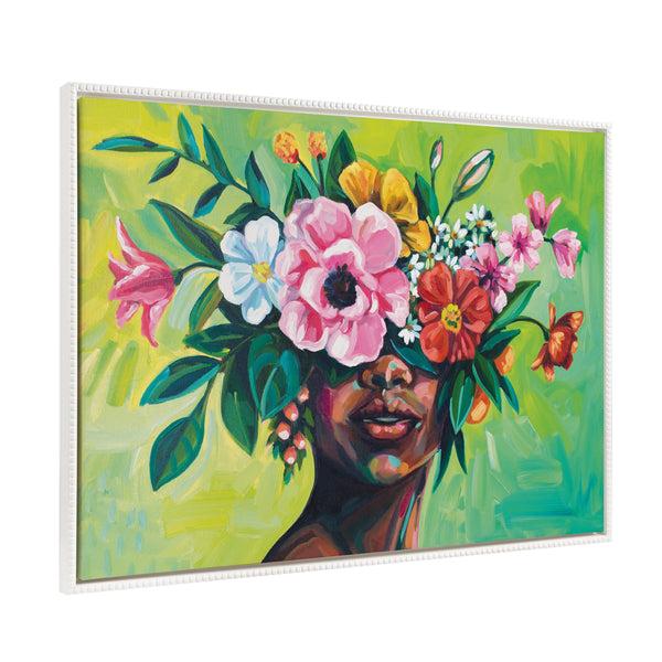 kate & laurel Sylvie Beaded She Chose to Flourish Framed Canvas by Rachel Christopoulos