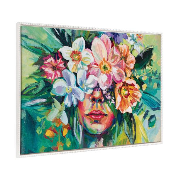 kate & laurel Sylvie Beaded She Thrived in the Overgrowth Framed Canvas by Rachel Christopoulos