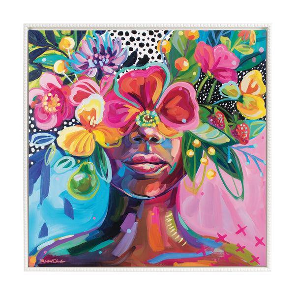 Kate & Laurel Sylvie Beaded She Was A Curious Mind Framed Canvas By Rachel Christopoulos