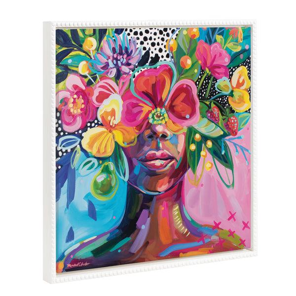 kate & laurel Sylvie Beaded She Was A Curious Mind Framed Canvas by Rachel Christopoulos