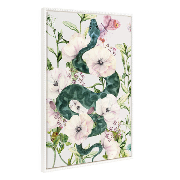 kate & laurel Sylvie Beaded Snake Floral Framed Canvas by Nikki Chu