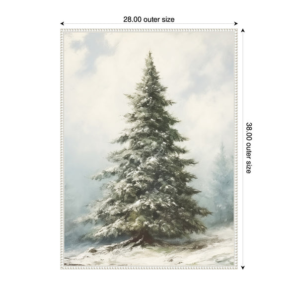 Kate & Laurel Sylvie Beaded Snow Covered Evergreen Fir Tree Framed Canvas By The Creative Bunch Studio