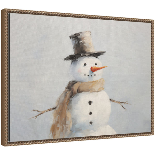 kate & laurel Sylvie Beaded Snowman Portrait Framed Canvas by The Creative Bunch Studio