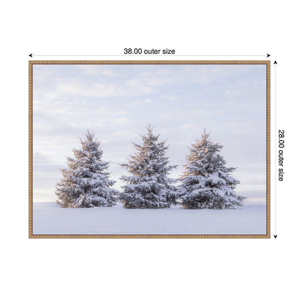 Kate & Laurel Sylvie Beaded Snowy Pine Trees Framed Canvas By Stephanie Klatt