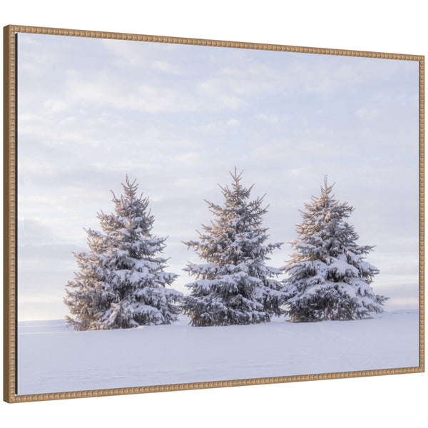 kate & laurel Sylvie Beaded Snowy Pine Trees Framed Canvas by Stephanie Klatt