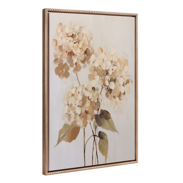 Kate & Laurel Sylvie Beaded Soft Hydrangeas Framed Canvas By The Creative Bunch Studio