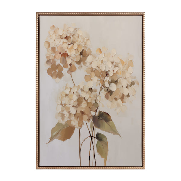 Kate & Laurel Sylvie Beaded Soft Hydrangeas Framed Canvas By The Creative Bunch Studio