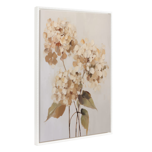 kate & laurel Sylvie Beaded Soft Hydrangeas Framed Canvas by The Creative Bunch Studio
