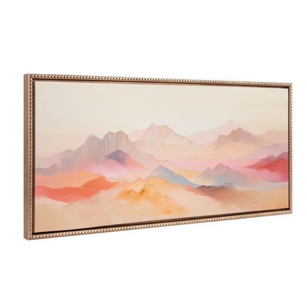 Kate & Laurel Sylvie Beaded Soft Pastel Mountain Abstract Framed Canvas By The Creative Bunch Studio