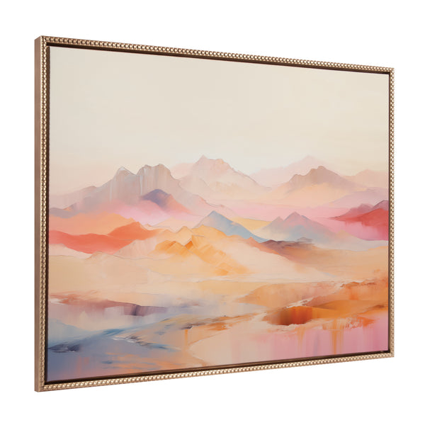 kate & laurel Sylvie Beaded Soft Pastel Mountain Abstract Framed Canvas by The Creative Bunch Studio
