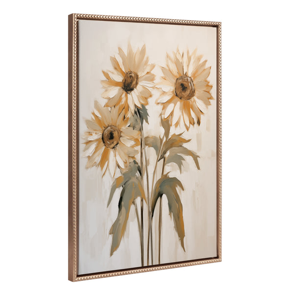 Kate & Laurel Sylvie Beaded Soft Sunflowers Framed Canvas By The Creative Bunch Studio
