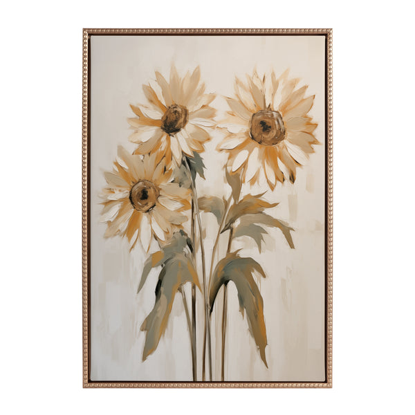 Kate & Laurel Sylvie Beaded Soft Sunflowers Framed Canvas By The Creative Bunch Studio