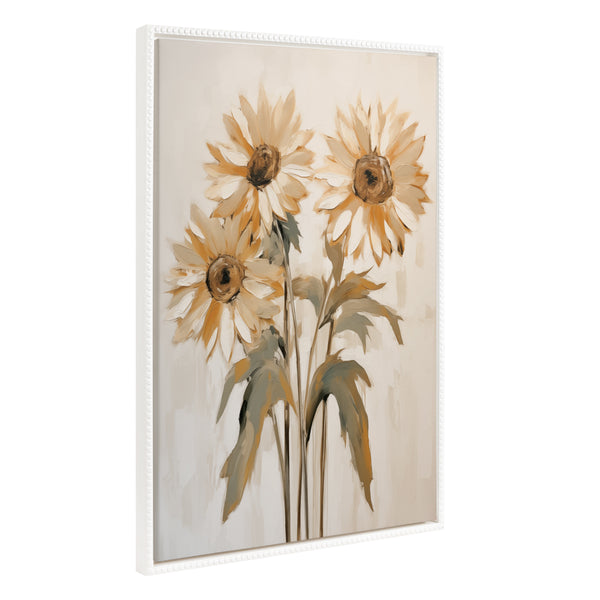 kate & laurel Sylvie Beaded Soft Sunflowers Framed Canvas by The Creative Bunch Studio
