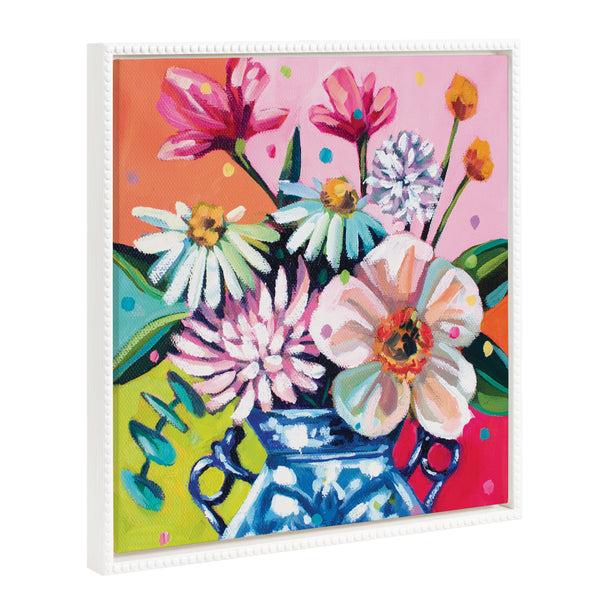 kate & laurel Sylvie Beaded Someone Buy Me Flowers Framed Canvas by Rachel Christopoulos