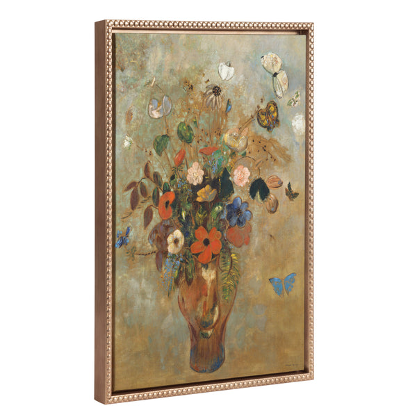kate & laurel Sylvie Beaded Still Life with Flowers Framed Canvas by The Art Institute of Chicago
