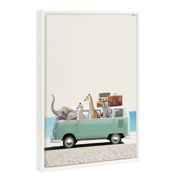 Kate & Laurel Sylvie Beaded Summer Animal Adventures Framed Canvas By July Art Prints