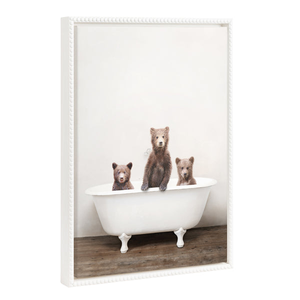Kate & Laurel Sylvie Beaded Three Little Bears In Vintage Bathtub Framed Canvas By Amy Peterson