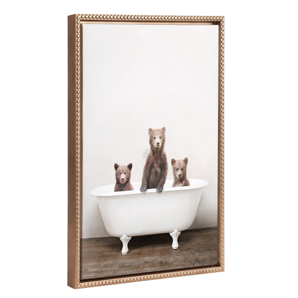 kate & laurel Sylvie Beaded Three Little Bears in Vintage Bathtub Framed Canvas by Amy Peterson