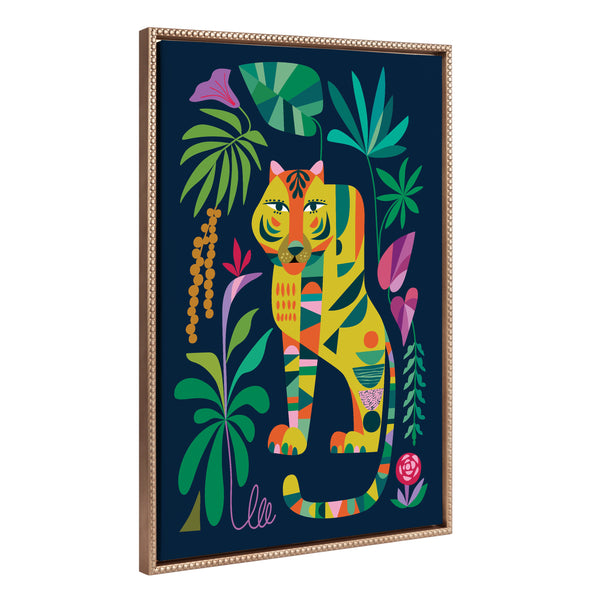 kate & laurel Sylvie Beaded Tiger in the Forest Framed Canvas by Rachel Lee
