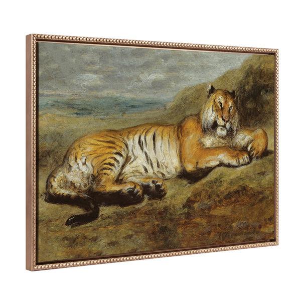 kate & laurel Sylvie Beaded Tiger Resting Framed Canvas by The Art Institute of Chicago
