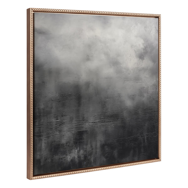 Kate & Laurel Sylvie Beaded Tonal Abstract Black Gray Framed Canvas By The Creative Bunch Studio