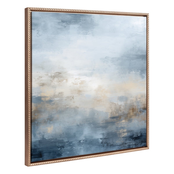 Kate & Laurel Sylvie Beaded Tonal Abstract Blue Framed Canvas By The Creative Bunch Studio