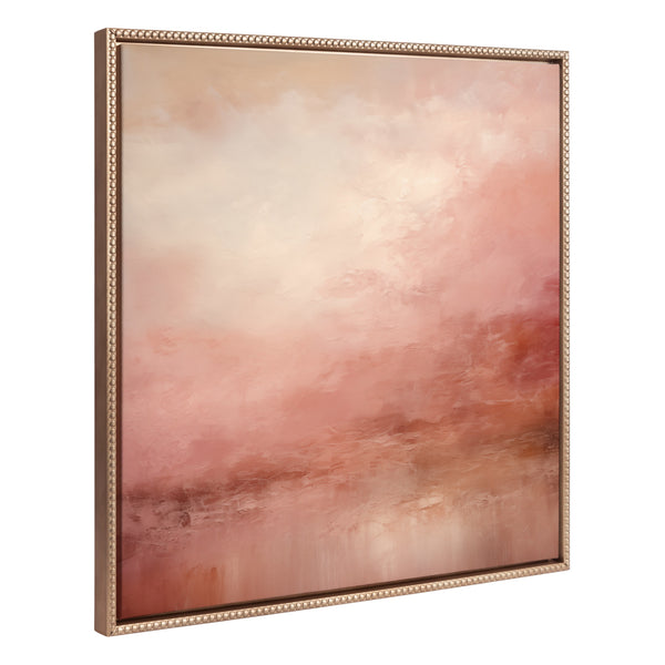 Kate & Laurel Sylvie Beaded Tonal Abstract Pink Beach Framed Canvas By The Creative Bunch Studio
