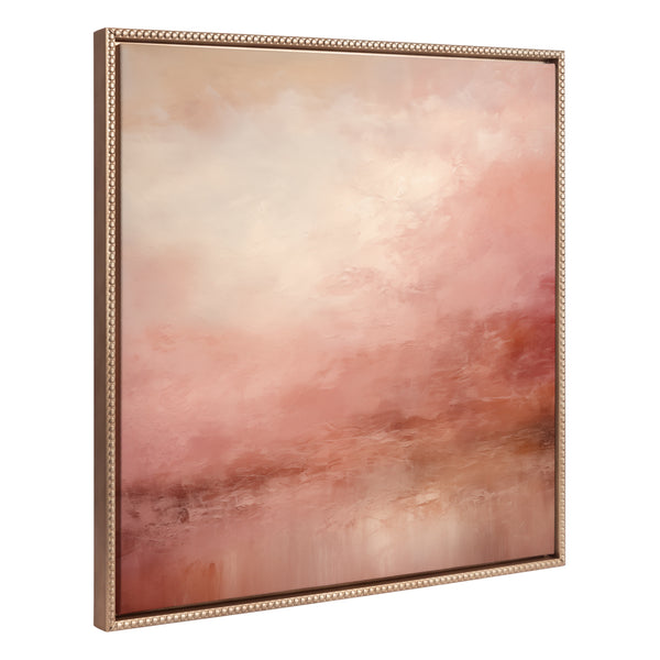 kate & laurel Sylvie Beaded Tonal Abstract Pink Beach Framed Canvas by The Creative Bunch Studio