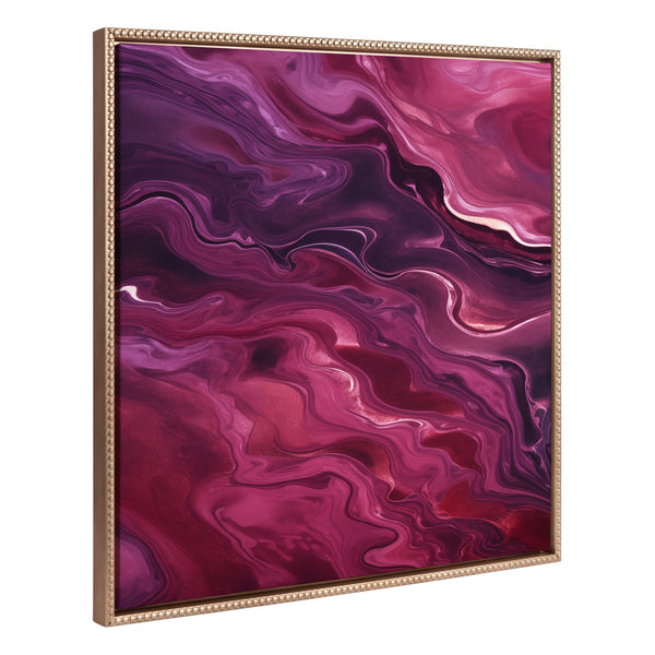 kate & laurel Sylvie Beaded Tonal Abstract Purple Plum Framed Canvas by The Creative Bunch Studio