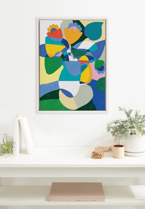 Kate & Laurel Sylvie Beaded TR Fern Jar Framed Canvas By Teresa Rego