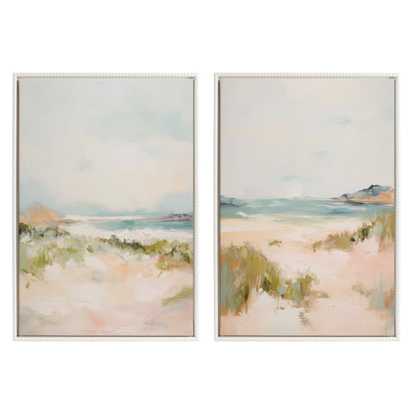 Kate & Laurel Sylvie Beaded Tranquil Landscape III And V Framed Canvas Art Set By Amy Lighthall
