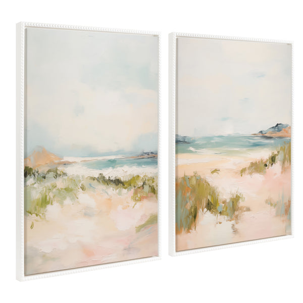 Kate & Laurel Sylvie Beaded Tranquil Landscape III And V Framed Canvas Art Set By Amy Lighthall