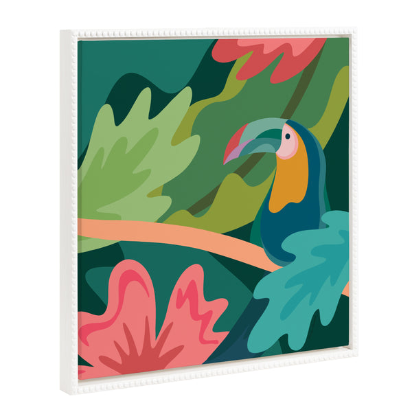 kate & laurel Sylvie Beaded Tropical Toucan Framed Canvas by Carey Copeland