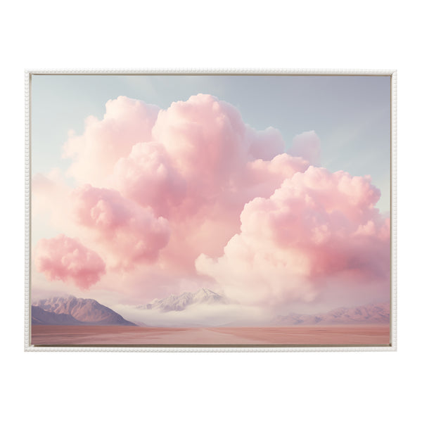 Kate & Laurel Sylvie Beaded Vintage Pink Cotton Candy Clouds Mountain Landscape Framed Canvas By The Creative Bunch Studio