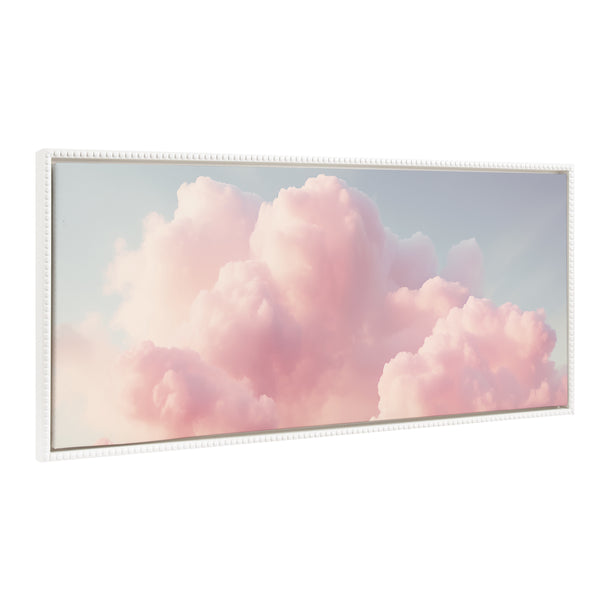 Kate & Laurel Sylvie Beaded Vintage Pink Cotton Candy Clouds Mountain Landscape Framed Canvas By The Creative Bunch Studio