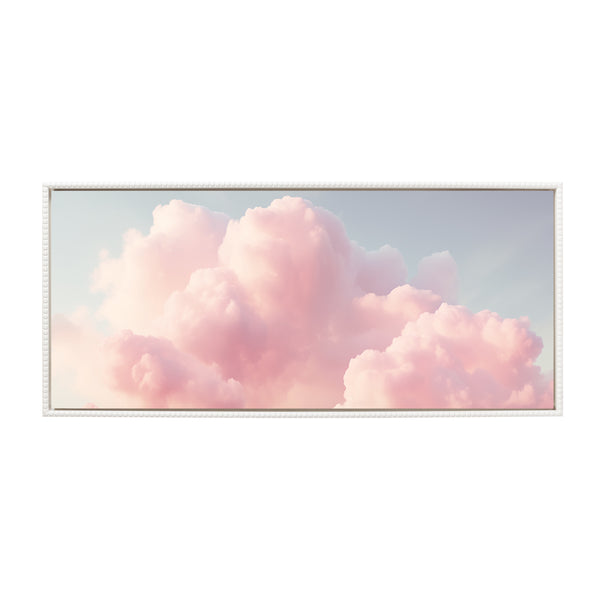 Kate & Laurel Sylvie Beaded Vintage Pink Cotton Candy Clouds Mountain Landscape Framed Canvas By The Creative Bunch Studio