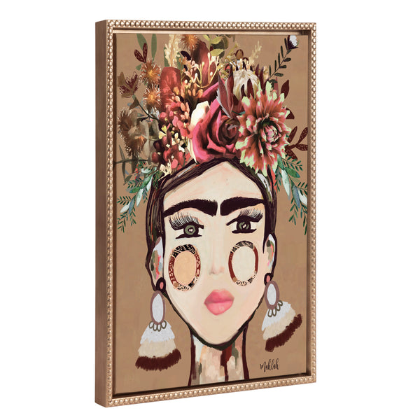 kate & laurel Sylvie Beaded Warm Frida Framed Canvas by Inkheart Designs