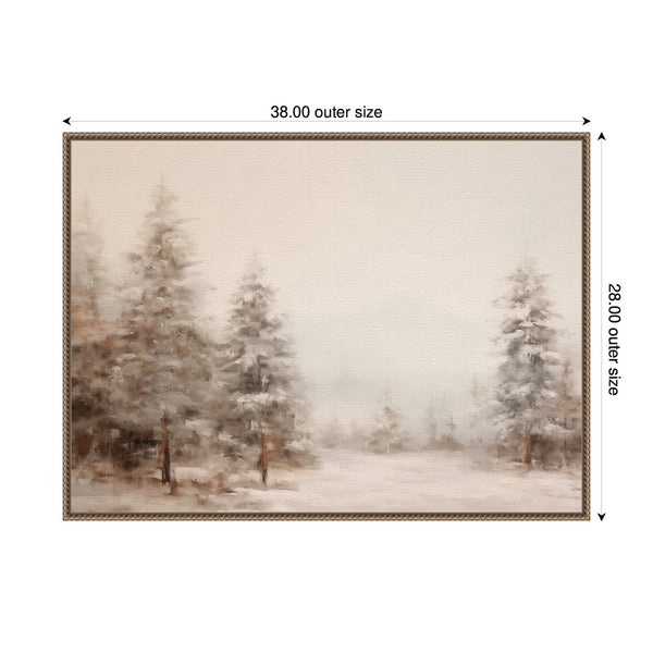 Kate & Laurel Sylvie Beaded Warm Neutral Winter Forest Landscape Framed Canvas By The Creative Bunch Studio