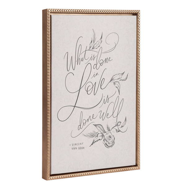 Kate & Laurel Sylvie Beaded What Is Done In Love Framed Canvas By Valerie McKeehan Of Lily And Val