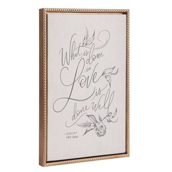 kate & laurel Sylvie Beaded What is Done in Love Framed Canvas by Valerie McKeehan of Lily and Val