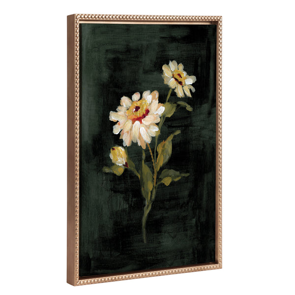 kate & laurel Sylvie Beaded White Zinnia Framed Canvas by Annie Quigley