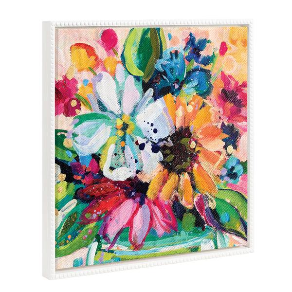 Kate & Laurel Sylvie Beaded Wild Growth Framed Canvas By Rachel Christopoulos