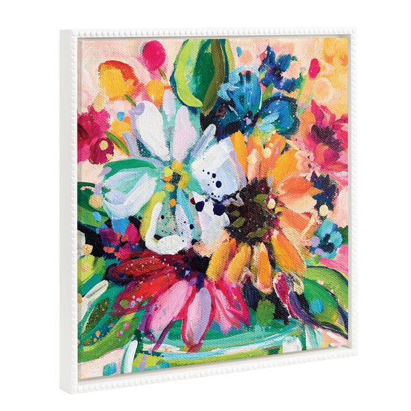 kate & laurel Sylvie Beaded Wild Growth Framed Canvas by Rachel Christopoulos