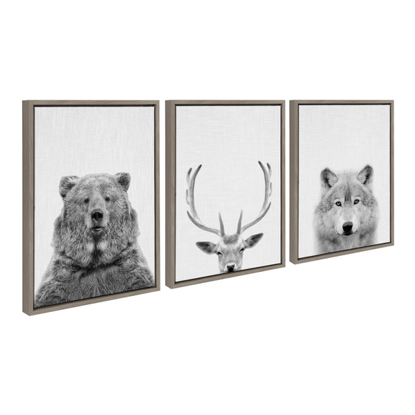 Kate & Laurel Sylvie Bear Deer And Wolf Framed Canvas Art Set By Simon Te Of Tai Prints