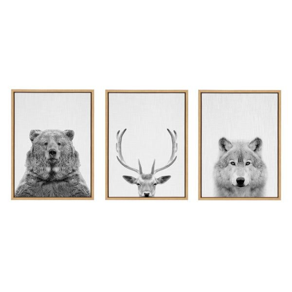 Kate & Laurel Sylvie Bear Deer And Wolf Framed Canvas Art Set By Simon Te Of Tai Prints