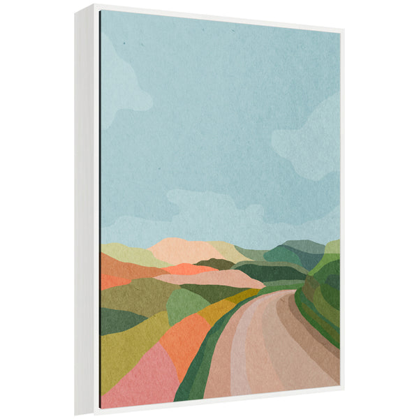 Kate & Laurel Sylvie Beautiful Landscape With Road Framed Canvas By July Art Prints