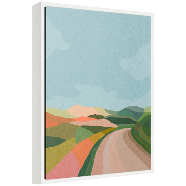 kate & laurel Sylvie Beautiful Landscape with Road Framed Canvas by July Art Prints